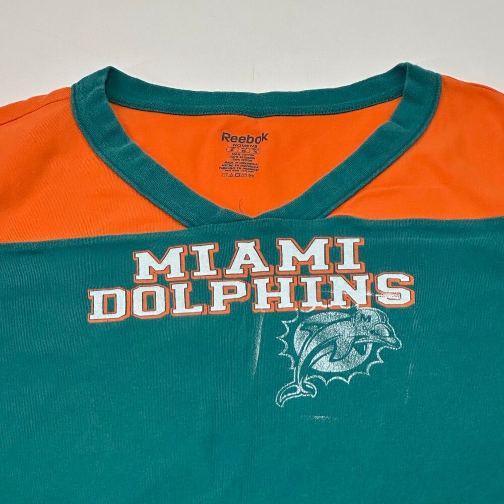 Reebok Women's Miami Dolphins Colorblock Long Sleeve T-Shirt‎ Size XL